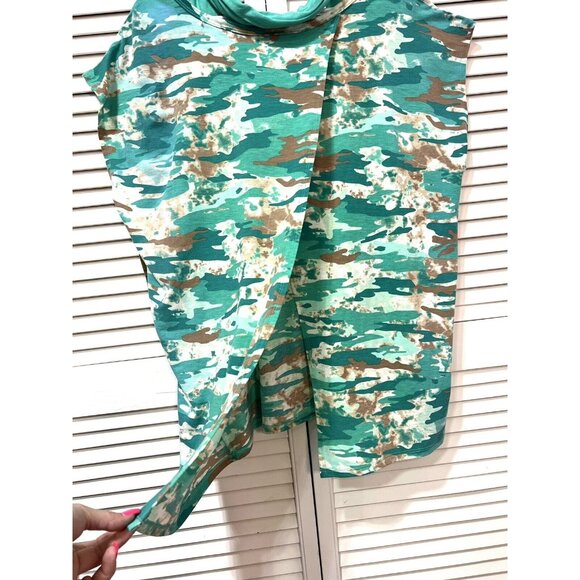 NWT bobbie brooks Women 2x knit top & scarf cap sleeves green Stretch - Picture 4 of 14